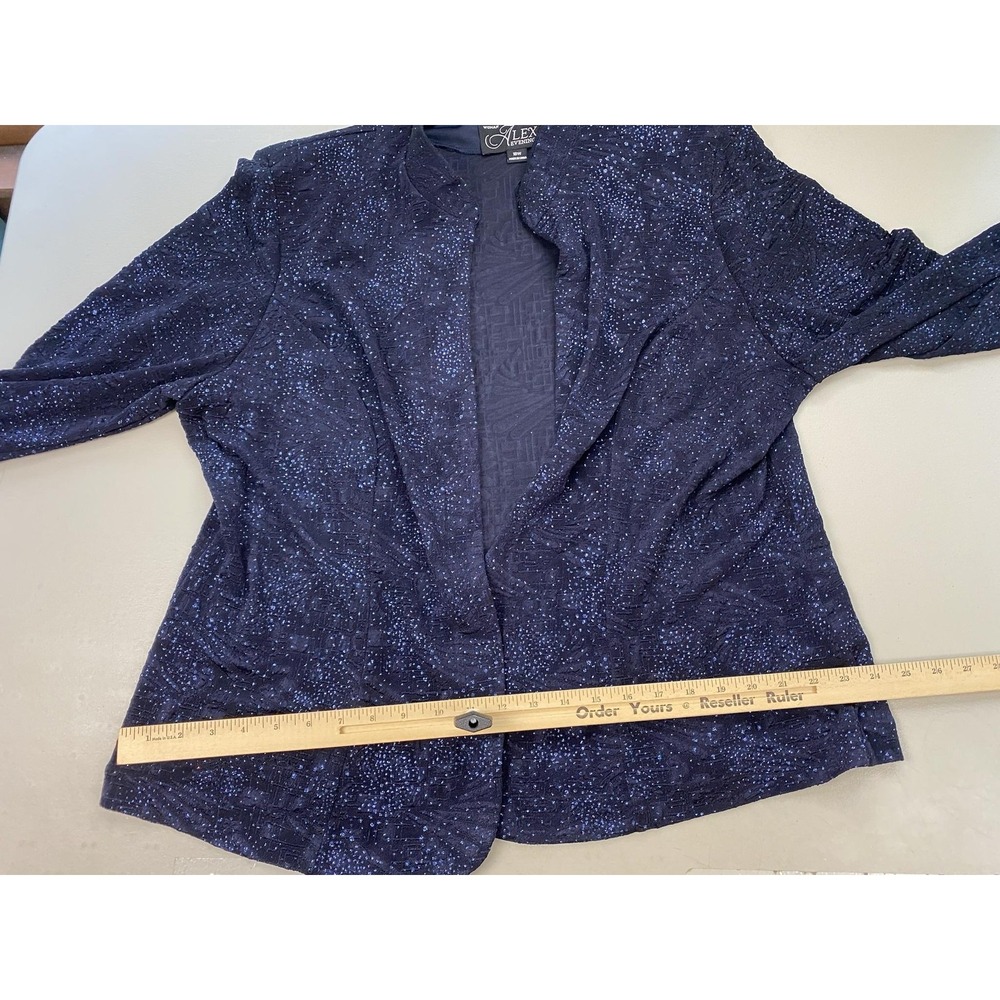 Alex Evenings 2 Piece Dress Jacket Set Womens 18W Navy Blue Glimmer Gown Formal - Picture 10 of 16